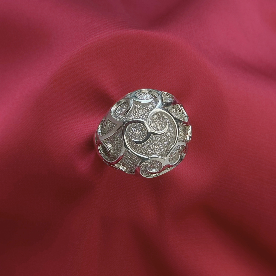 Eira Swirl Dome Ring – Bold Sterling Silver Statement Ring