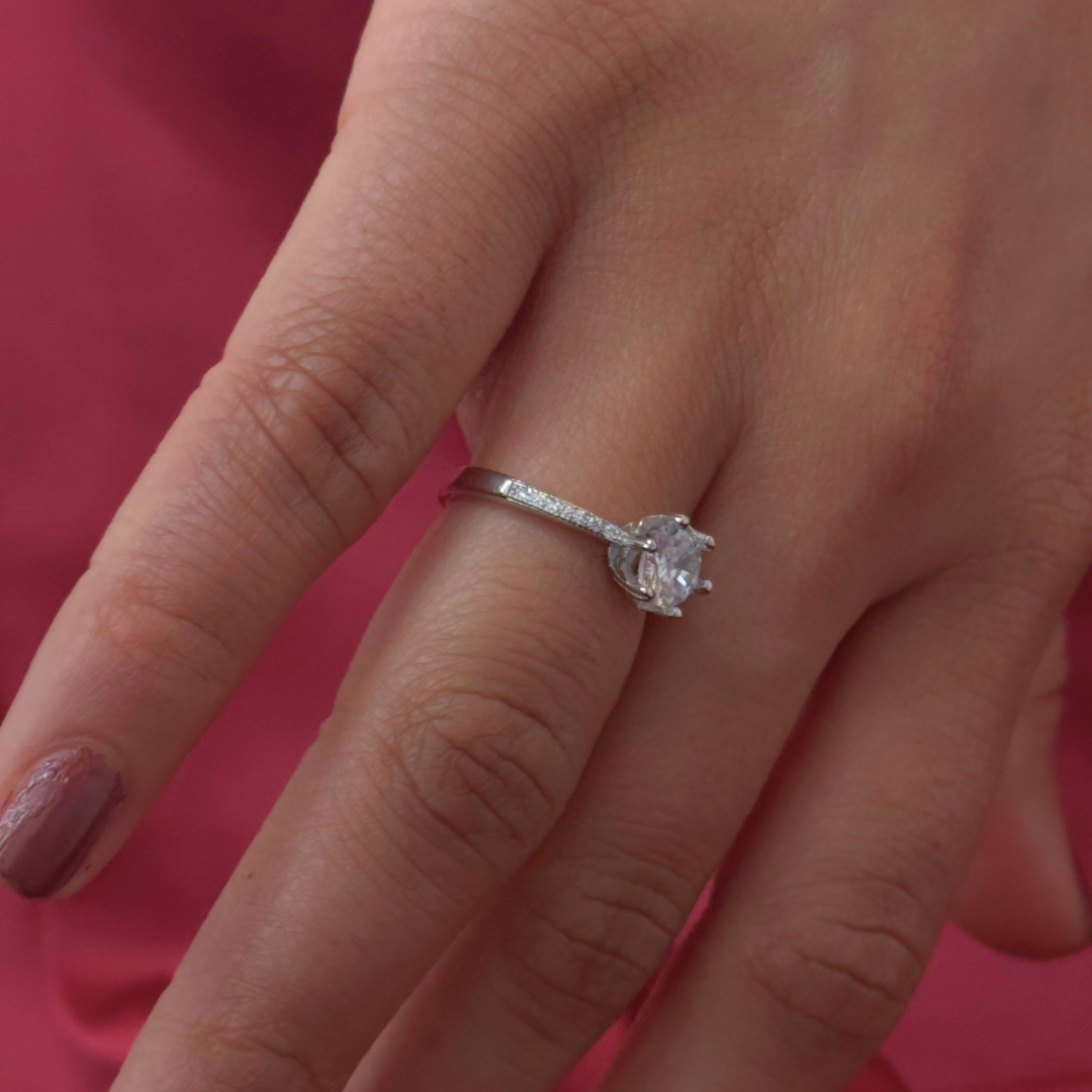 Classic Solitaire – Timeless Silver Solitaire Ring in 92.5 Sterling Silver