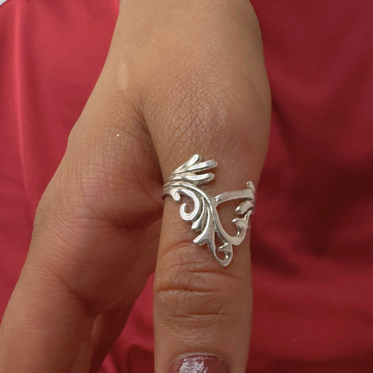 Tara Curl Sterling Silver Ring | Elegant Swirl Adjustable Design