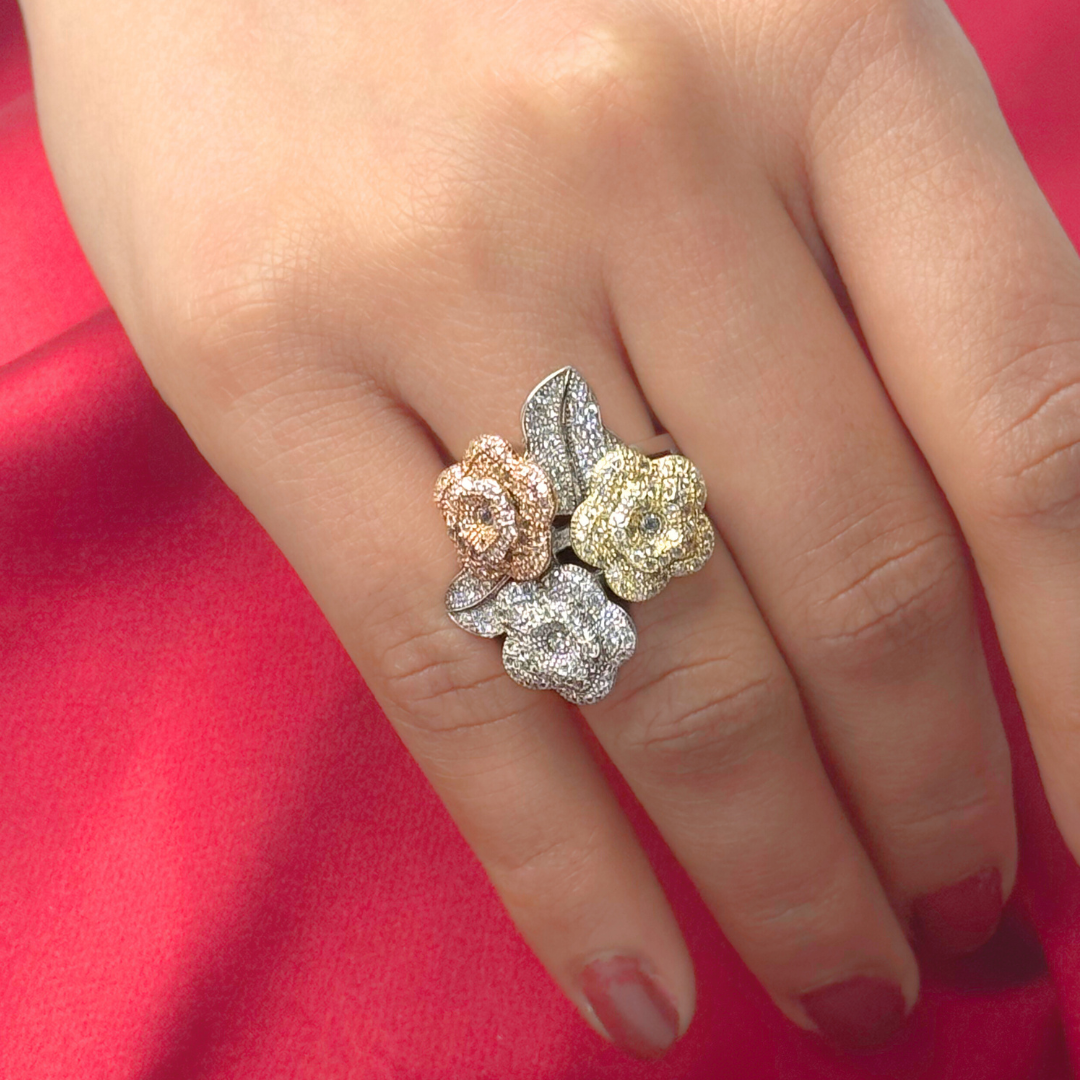 Wild Bloom Sterling Silver Floral Cocktail Ring – Bold Nature-Inspired Luxury