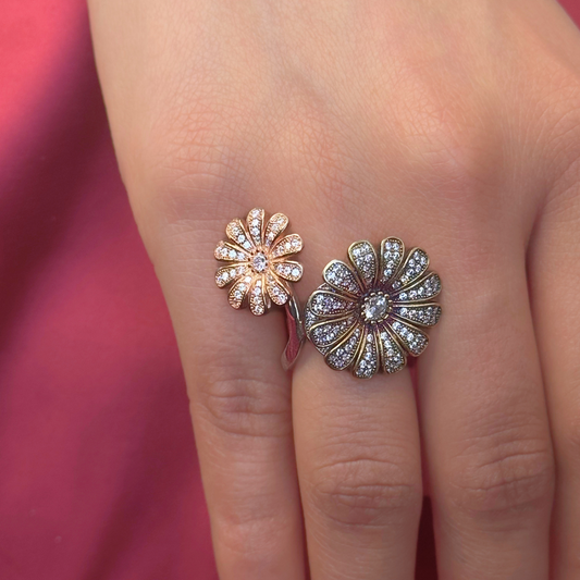 Anaya Flow Sterling Silver Cocktail Ring – Graceful Floral Twist