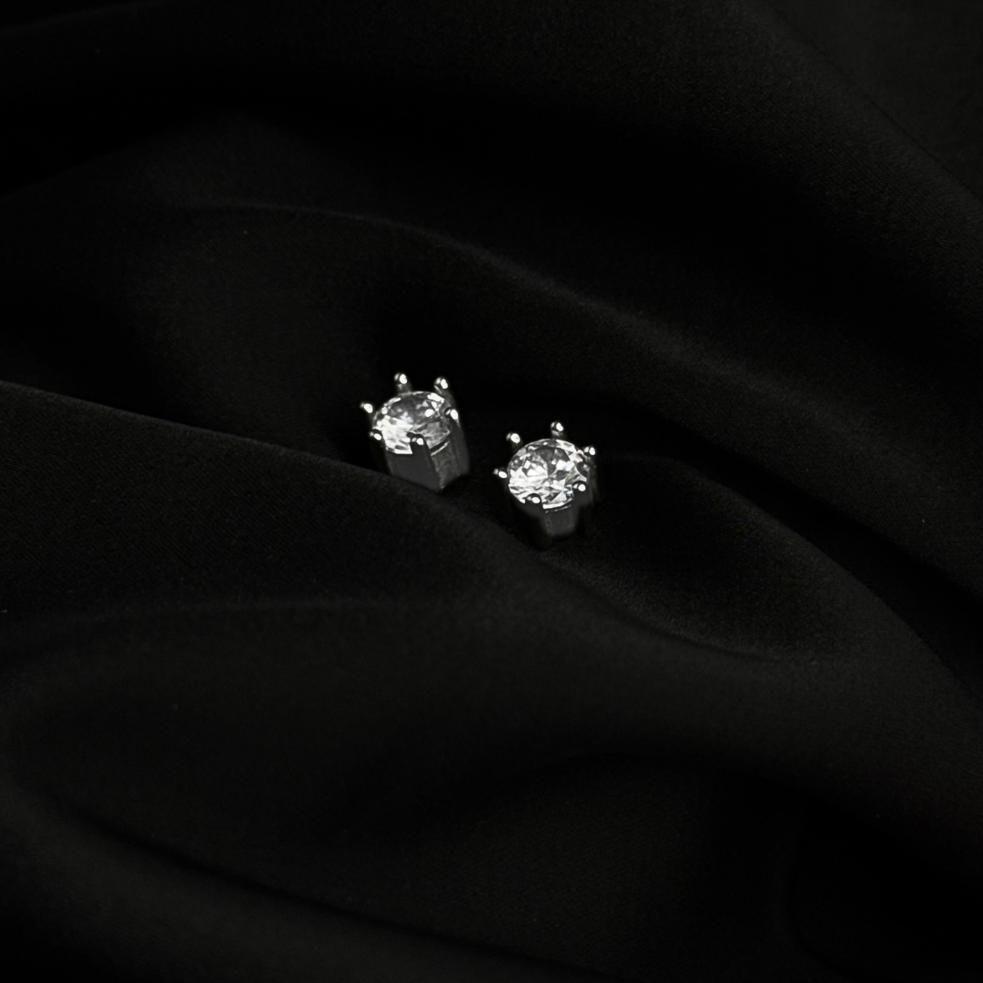 Classic Solitaire CZ Stud Earrings – 925 Sterling Silver Diamond Look Studs