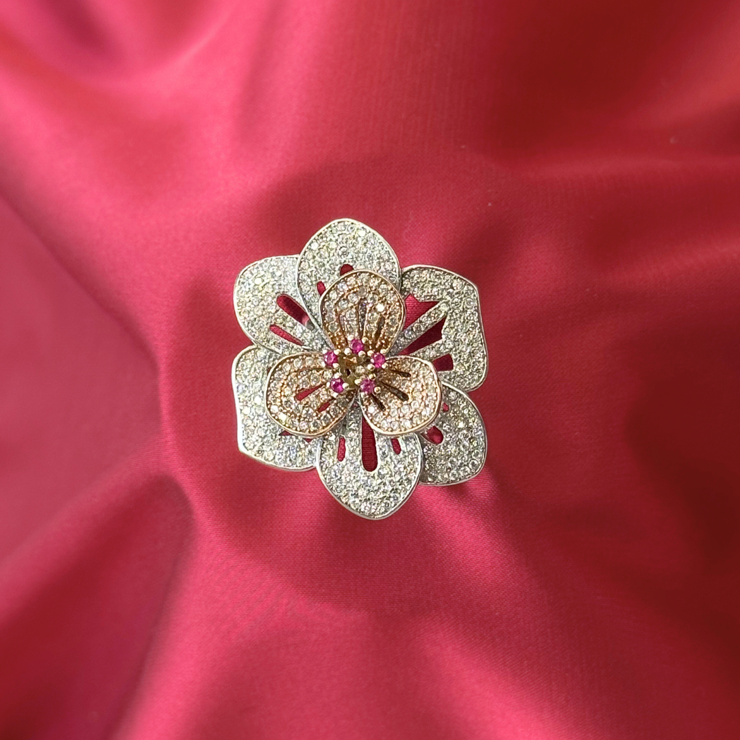 Ivory Arc Minimal Sterling Silver Floral Ring