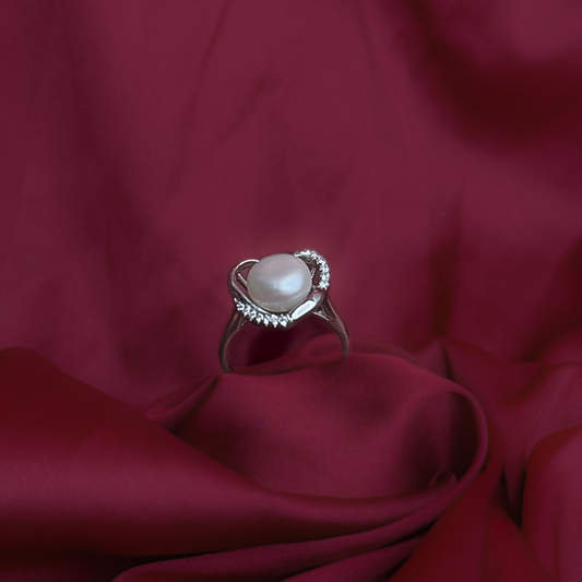 Heart of Noor – Silver Heart Pearl Ring
